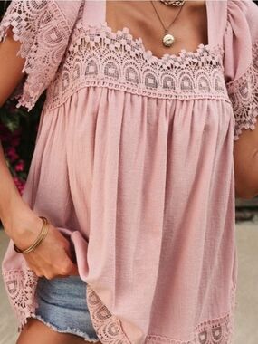 Crossed Arrows - Pink Lace Blouse